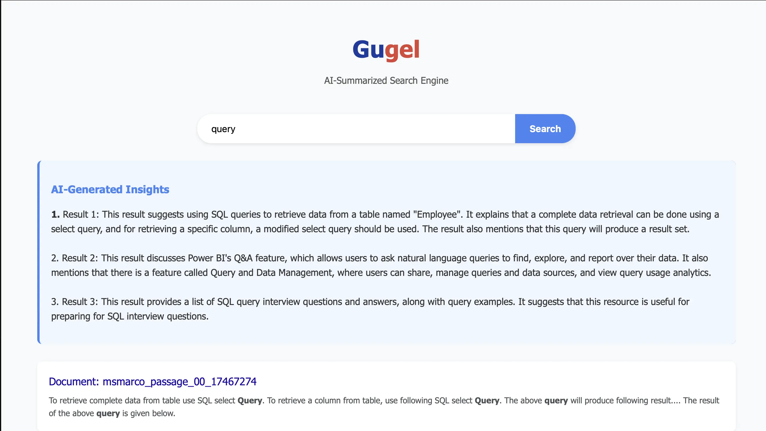Gugel - AI Result Summarizer